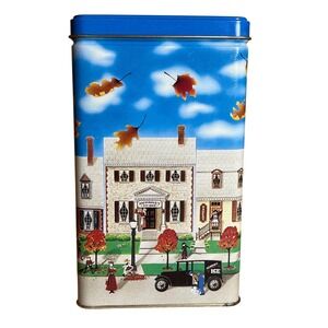 Vintage 1990 Hershey Hometown Series Canister 6 Tin Made in USA Autumn